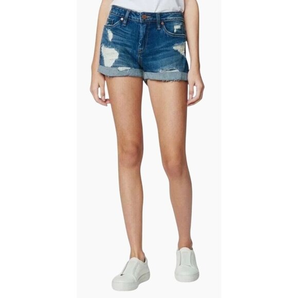 BLANKNYC Women's The Fulton Roll Up Distressed Denim Blue Shorts Size‎ 31 NWT - Picture 12 of 12